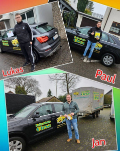 06.12.2023: Bunter Hintergrund, mit Bildern der Prüflinge,Anhänger und PKW-Führerschein