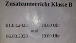 01.03./06.03.: Zusatzunterricht Klasse B