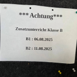 06. & 11.08.: Zusatzunterricht Klasse B
