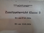 07. und 12.01.: Zusatzunterricht Klasse B