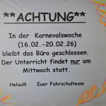 - &Ouml;ffnungszeiten: Vom 16.-20.2. geschlossen
