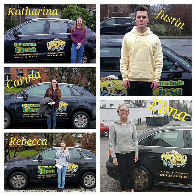Führerscheinneulinge Katharina, Carina, Rebecca, Justin & Elma