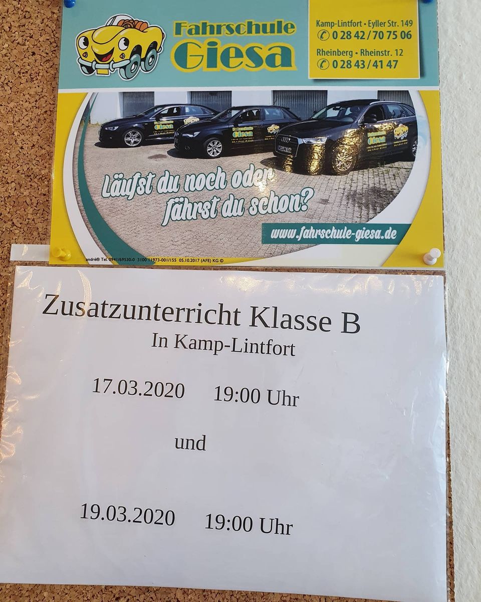 17. & 19. März 2020 - Zusatzunterricht KLASSE B 17. & 19. März 2020 - Zusatzunterricht KLASSE B